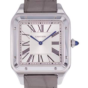 Montre d'occasion CARTIER Santos Dumont XL homme mécanique bracelet cuir d'origine