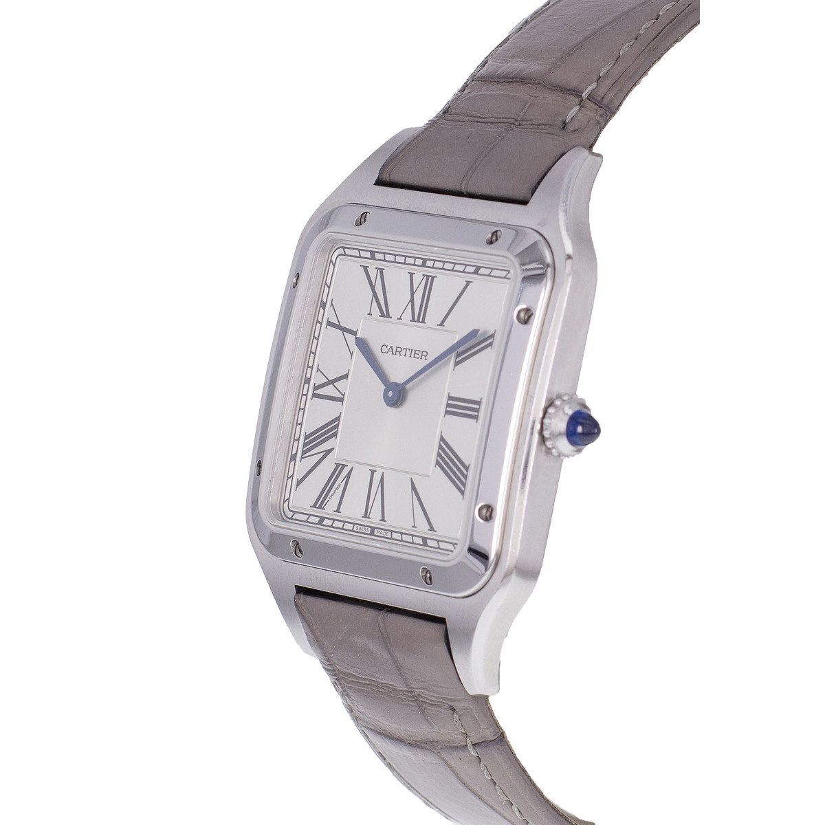Montre d'occasion CARTIER Santos Dumont XL homme mécanique bracelet cuir d'origine - vue D2