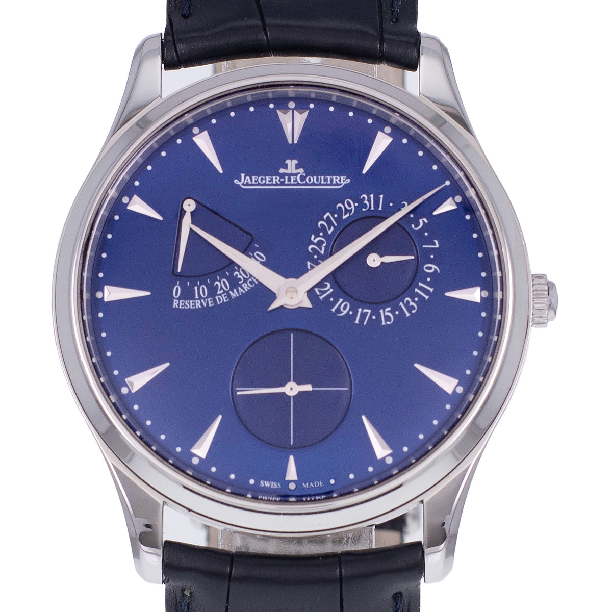 Montre d'occasion JAEGER LECOULTRE Master Ultra-Thin homme automatique bracelet cuir d'origine - vue D1