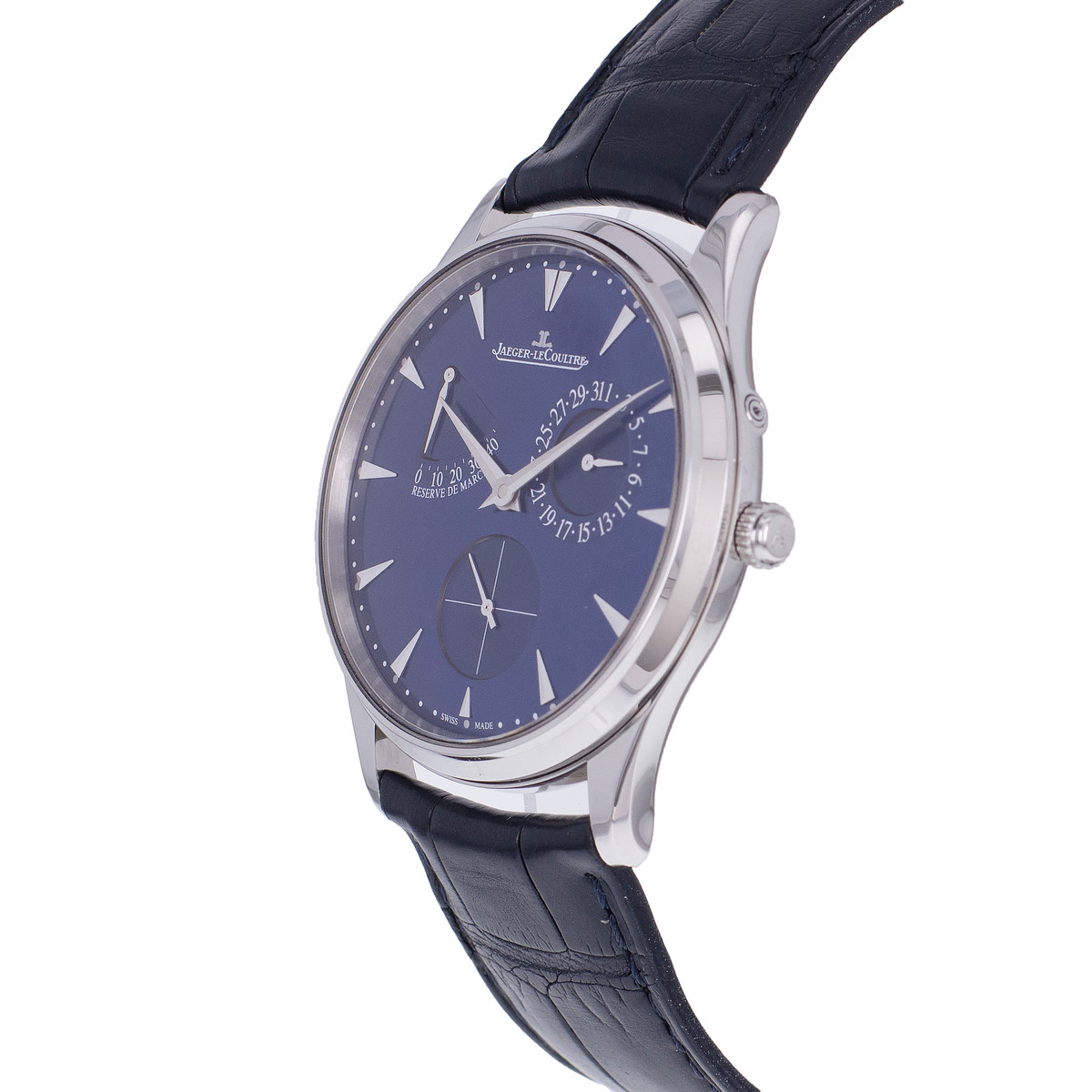 Montre d'occasion JAEGER LECOULTRE Master Ultra-Thin homme automatique bracelet cuir d'origine - vue D2