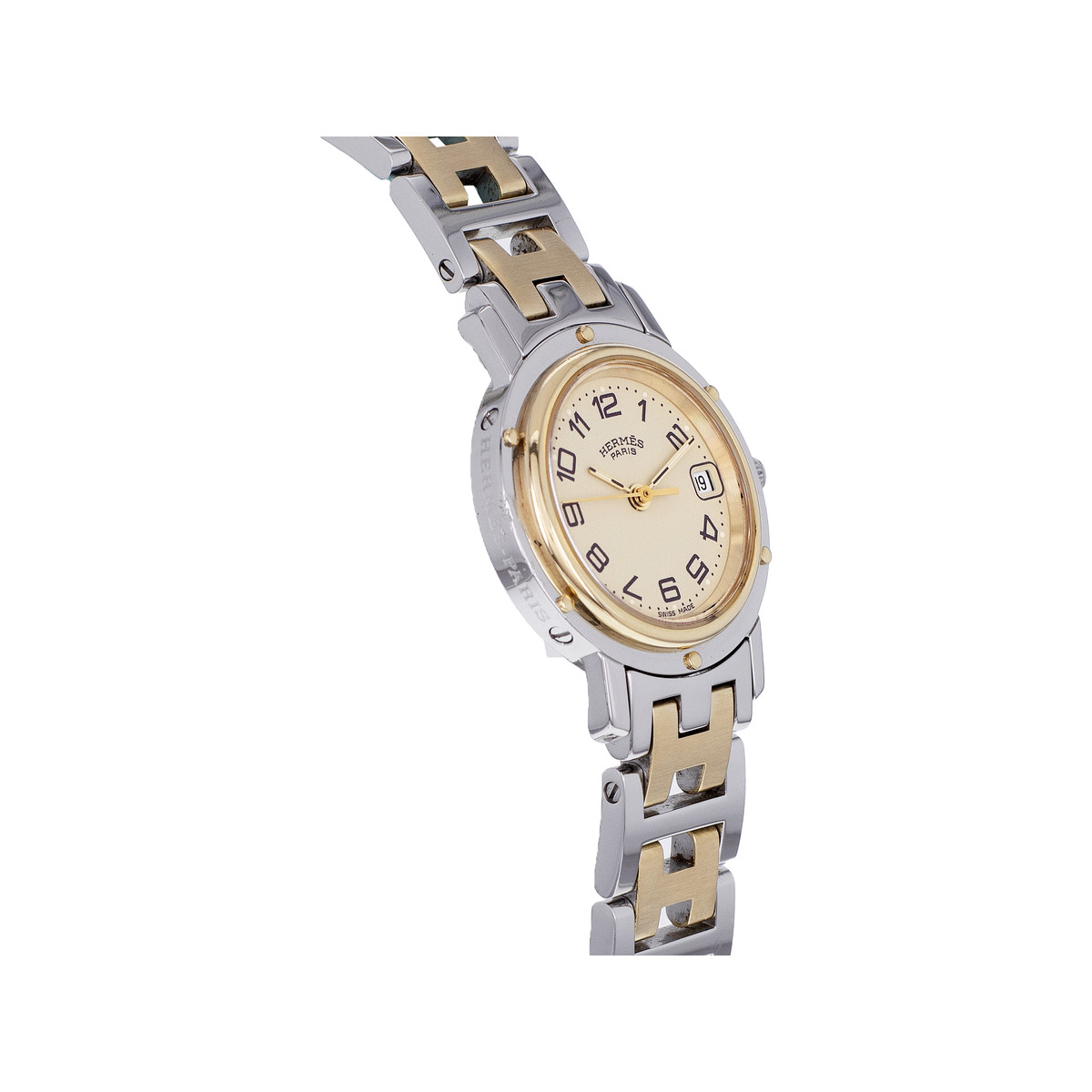 Montre d'occasion HERMES Clipper femme quartz bracelet acier et plaqué or - vue 2