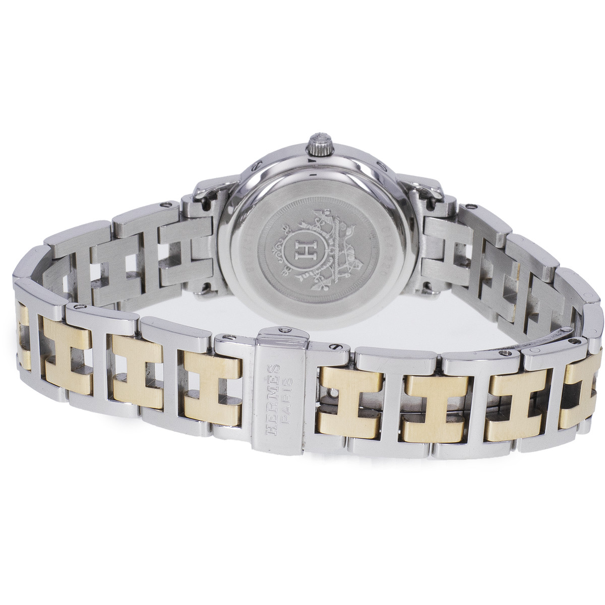 Montre d'occasion HERMES Clipper femme quartz bracelet acier et plaqué or - vue 3