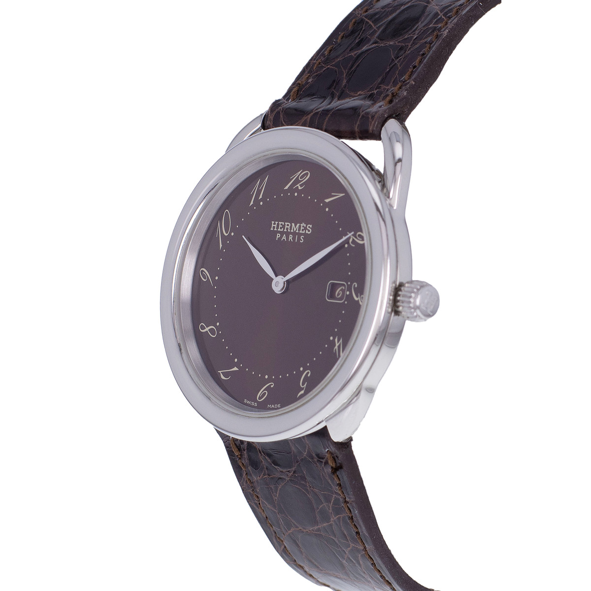 Montre d'occasion HERMES Arceau homme quartz bracelet cuir cresus - vue D2