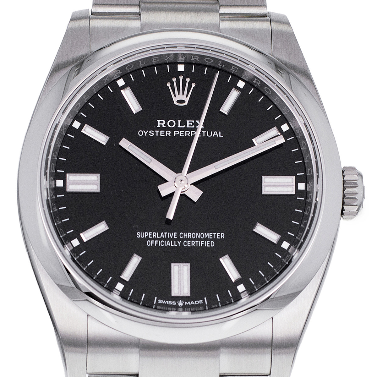 Montre d'occasion ROLEX Oyster Perpetual mixte mouvement automatique certifié (cosc) bracelet acier - vue D1