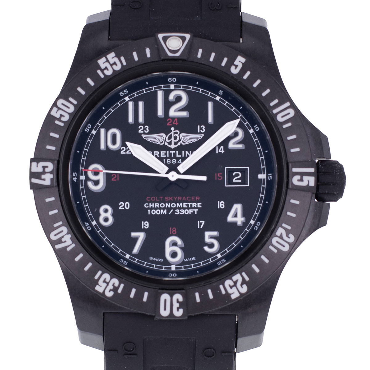 Montre d'occasion BREITLING Colt Skyracer homme quartz bracelet caoutchouc - vue D1