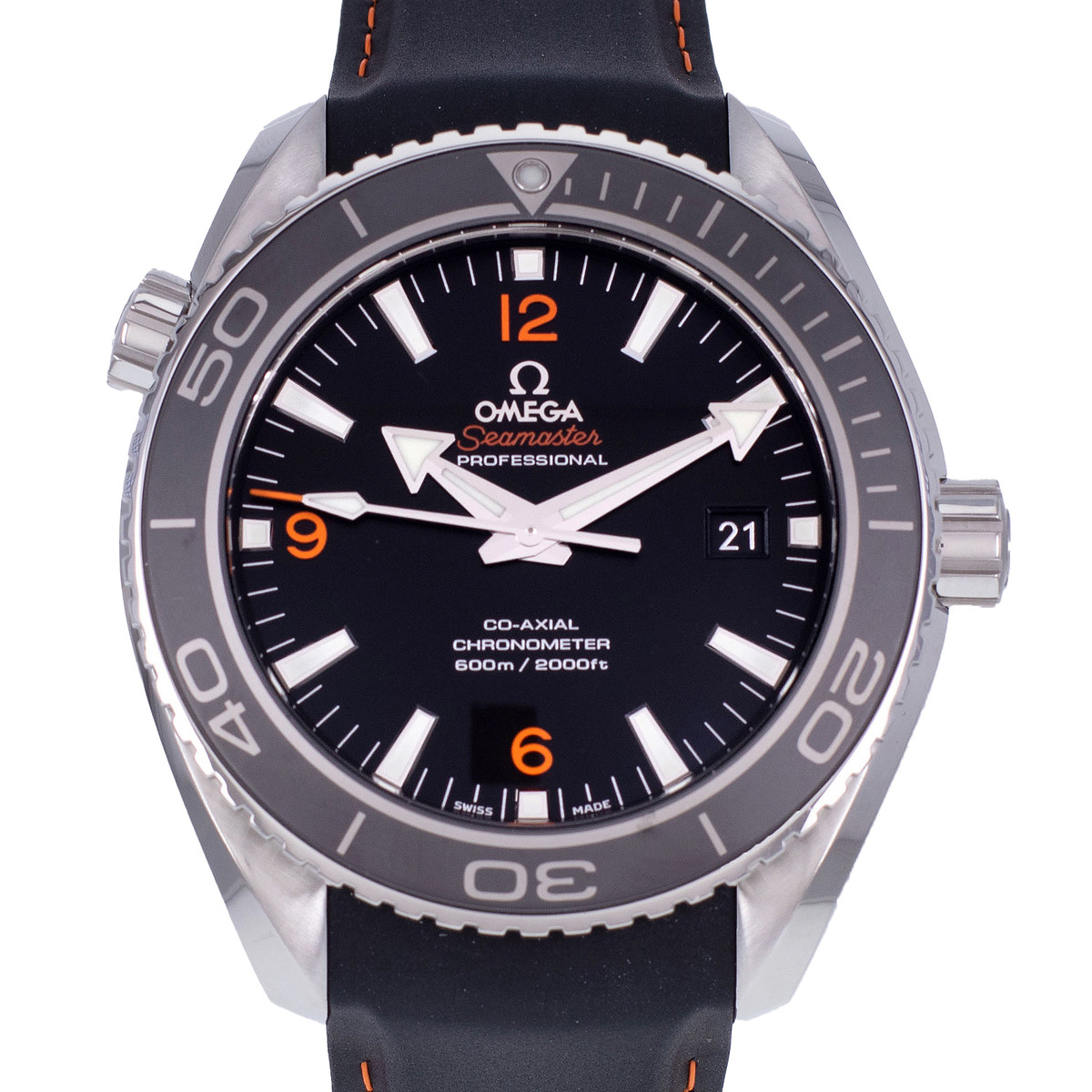Montre d'occasion OMEGA Seamaster Planet Ocean 600m homme automatique bracelet caoutchouc - vue D1
