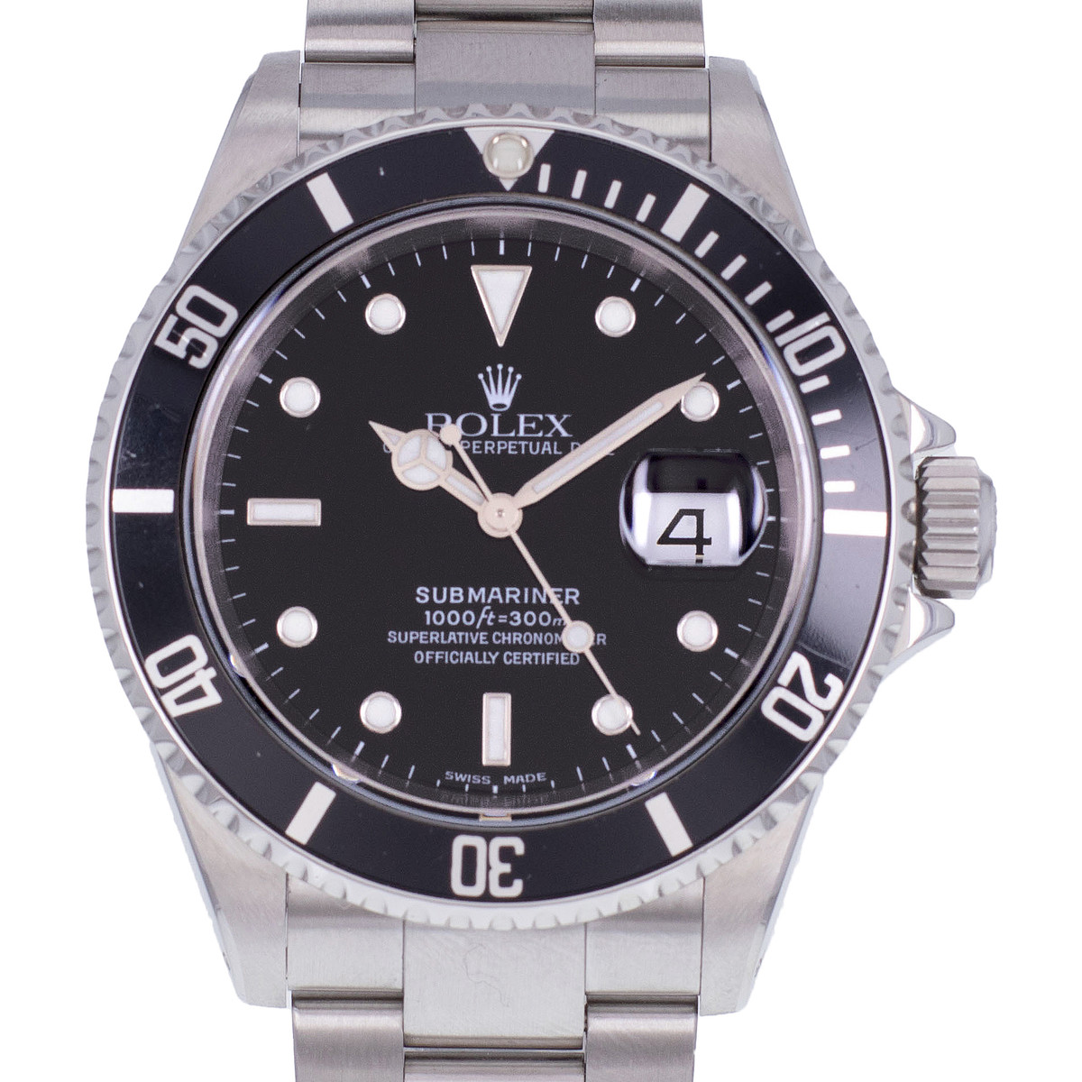 Montre d'occasion ROLEX Submariner Date homme mouvement automatique certifié (cosc) bracelet acier - vue D1