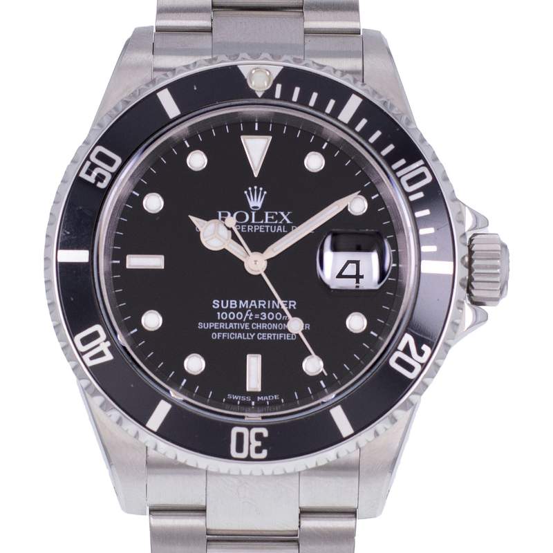 Montre d'occasion ROLEX Submariner Date homme mouvement automatique certifié (cosc) bracelet acier - vue D1