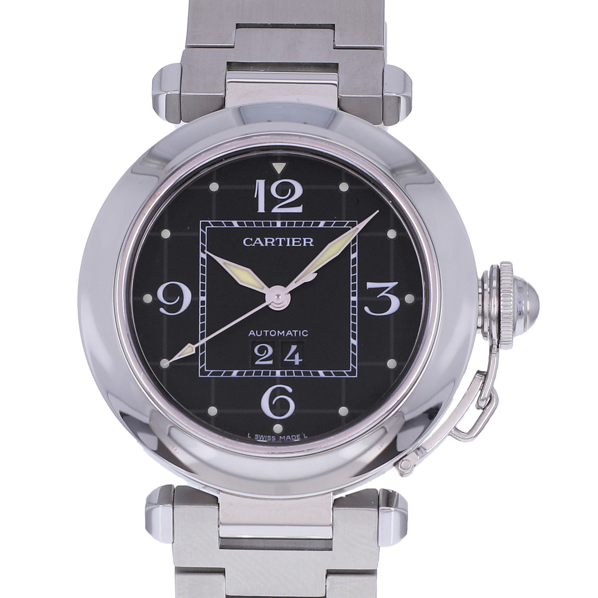 Montre d'occasion CARTIER Pasha C Grande Date mixte automatique bracelet acier - vue D1