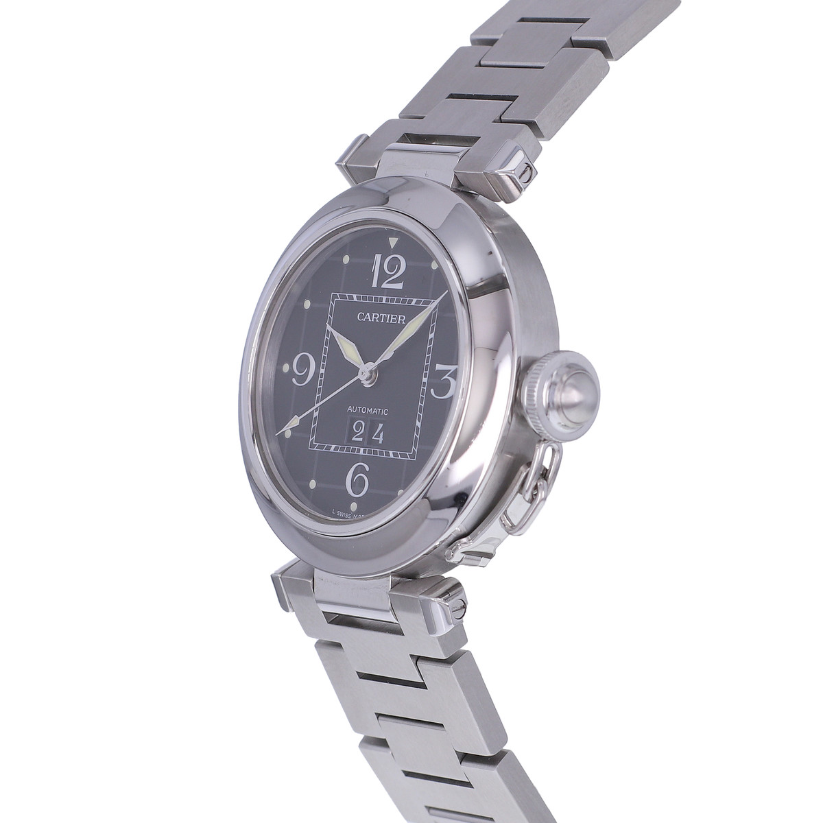 Montre d'occasion CARTIER Pasha C Grande Date mixte automatique bracelet acier - vue D2