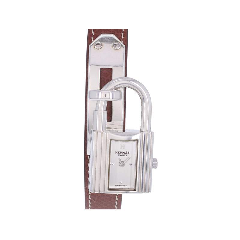 Montre d'occasion HERMES Kelly Lock Argent femme quartz bracelet cuir cresus - vue 1