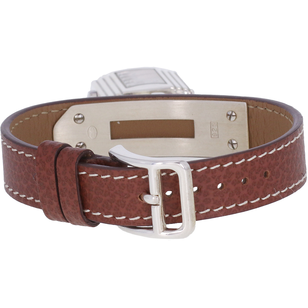 Montre d'occasion HERMES Kelly Lock Argent femme quartz bracelet cuir cresus - vue 3