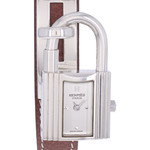 Montre d'occasion HERMES Kelly Lock Argent femme quartz bracelet cuir cresus - vue D1