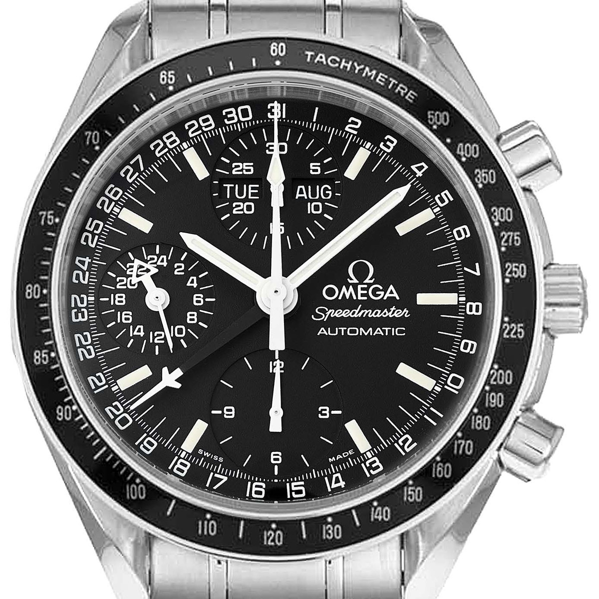 Montre d'occasion OMEGA Speedmaster Day-Date homme automatique bracelet acier - vue D1