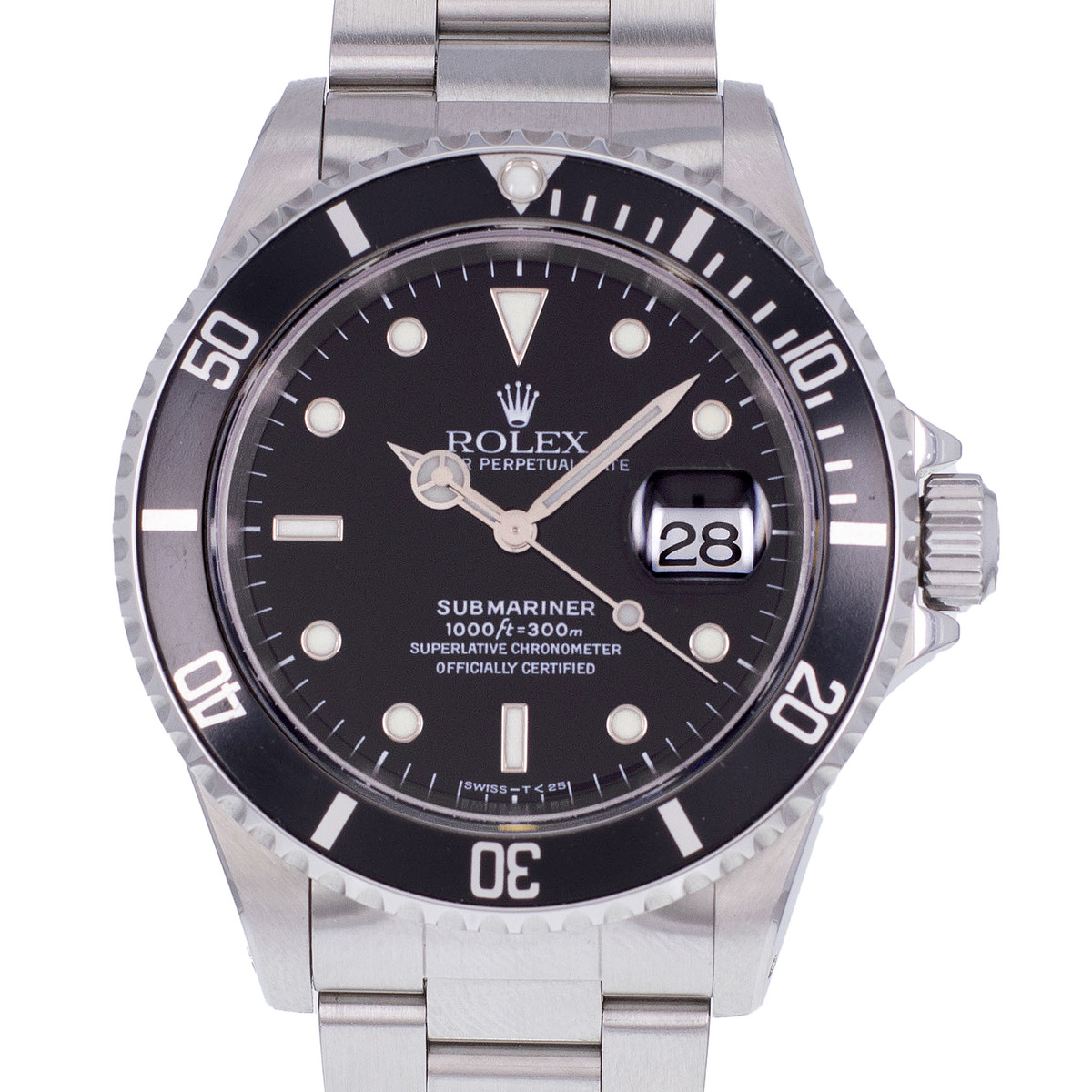 Montre d'occasion ROLEX Submariner Date homme mouvement automatique certifié (cosc) bracelet acier - vue D1