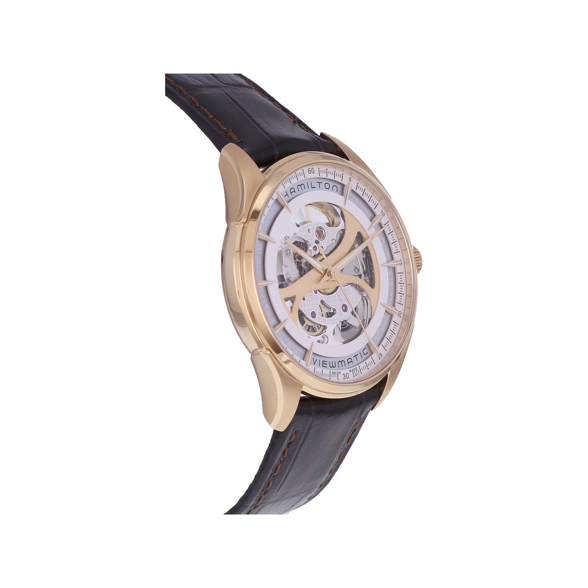 Montre d'occasion HAMILTON Jazzmaster Viewmatic Skeleton homme automatique bracelet cuir d'origine - vue 2