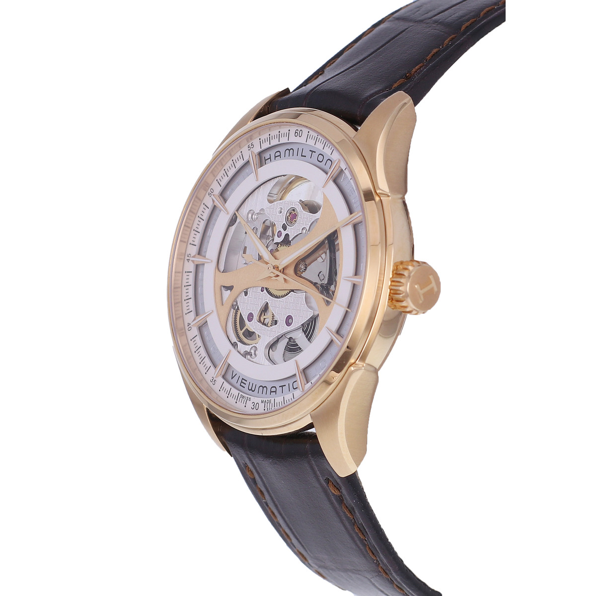 Montre d'occasion HAMILTON Jazzmaster Viewmatic Skeleton homme automatique bracelet cuir d'origine - vue D2