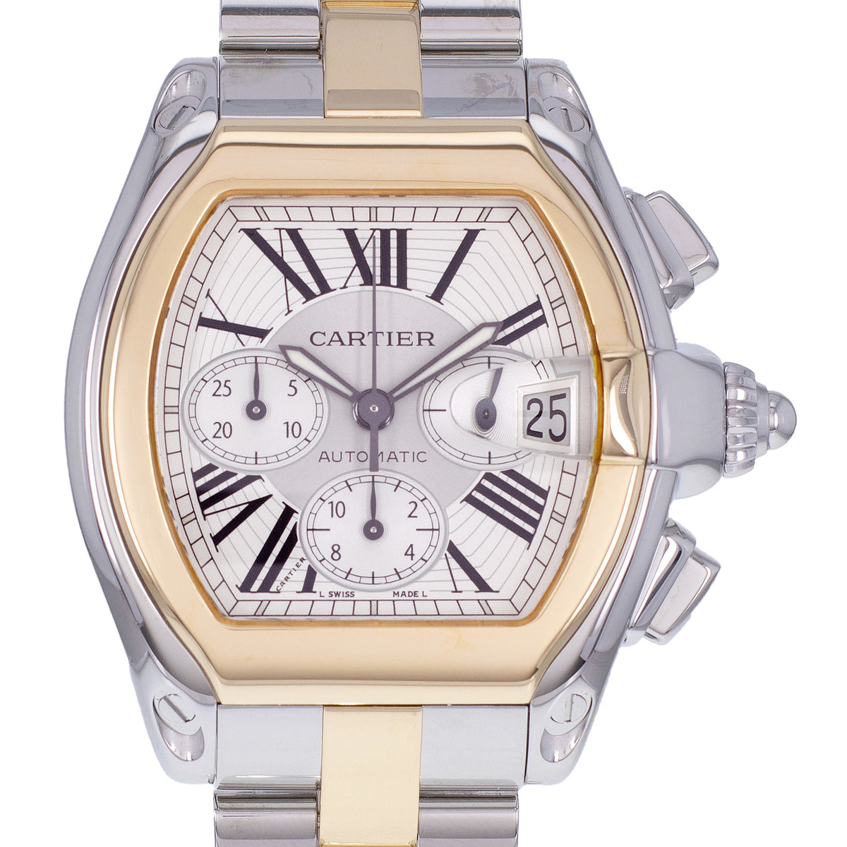 Montre d'occasion CARTIER Roadster homme automatique bracelet or jaune 750/000 et acier - vue D1