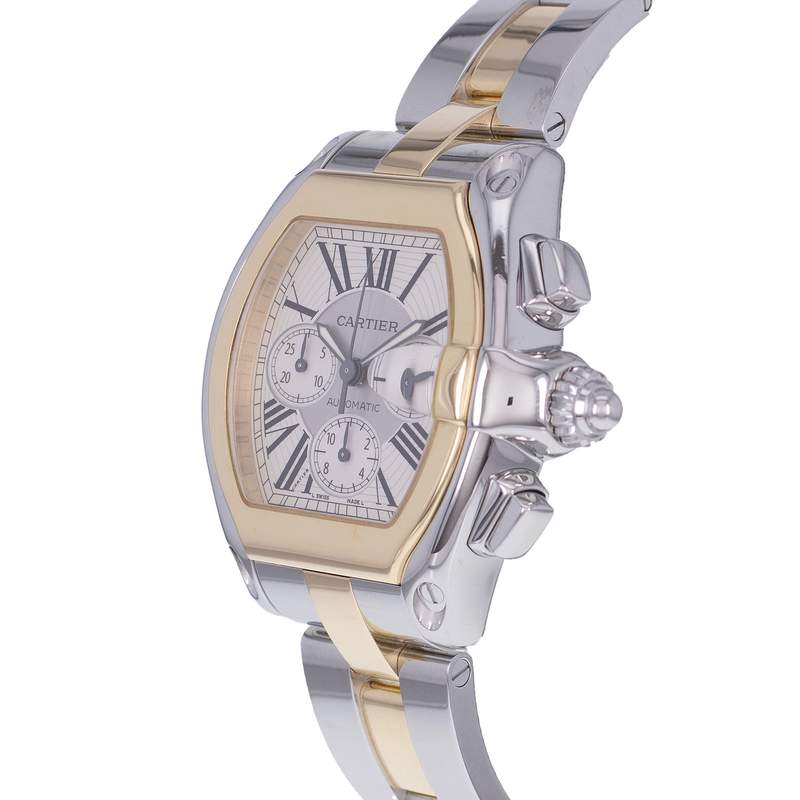 Montre d'occasion CARTIER Roadster homme automatique bracelet or jaune 750/000 et acier - vue D2