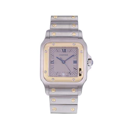 Montre d'occasion CARTIER Santos Galbée Grand Modèle homme quartz bracelet or jaune 750/000 et acier
