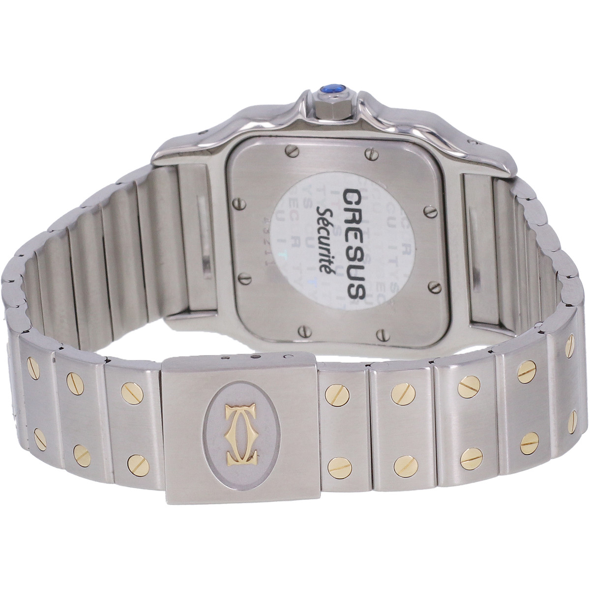 Montre d'occasion CARTIER Santos Galbée Grand Modèle homme quartz bracelet or jaune 750/000 et acier - vue 3