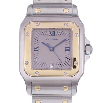 Montre d'occasion CARTIER Santos Galbée Grand Modèle homme quartz bracelet or jaune 750/000 et acier