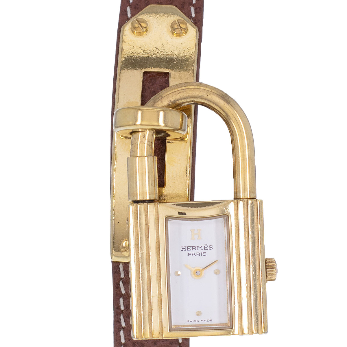 Montre d'occasion HERMES Kelly Lock femme quartz bracelet cuir cresus - vue D1