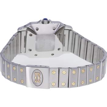 Montre d'occasion CARTIER Santos Carrée mixte automatique bracelet or jaune 750/000 et acier