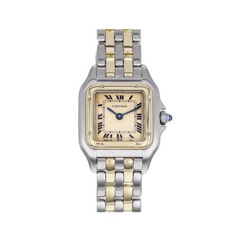 Montre d'occasion CARTIER Panthère PM femme quartz bracelet or jaune 750/000 et acier