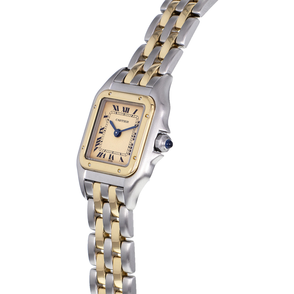 Montre d'occasion CARTIER Panthère PM femme quartz bracelet or jaune 750/000 et acier - vue D2