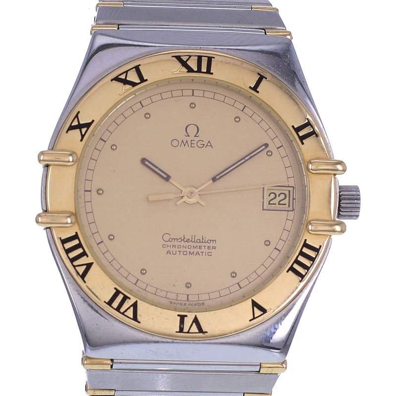 Montre d'occasion OMEGA Constellation Chronometer mixte mouvement automatique certifié (cosc) bracelet or jaune 750/000 et acier - vue D1