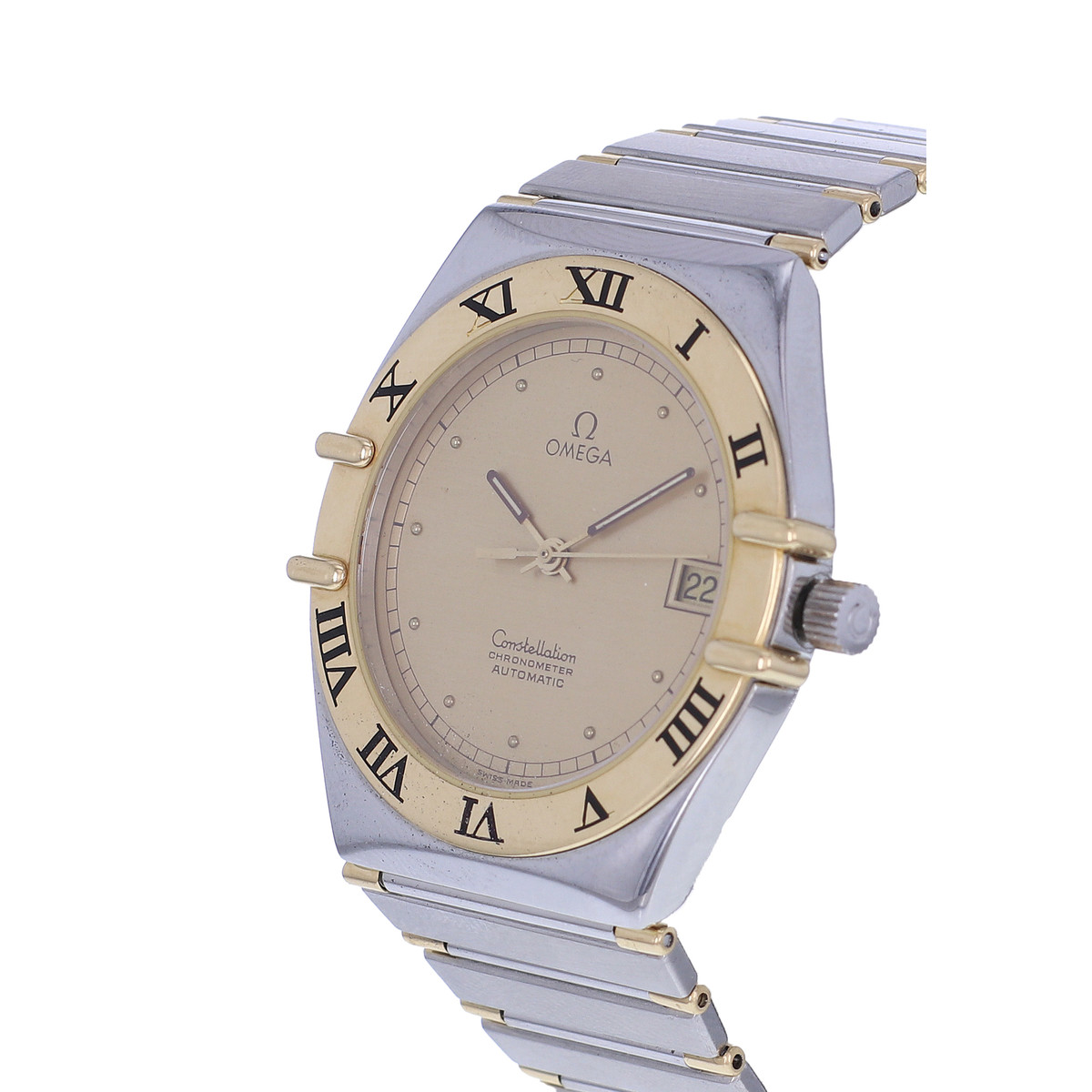 Montre d'occasion OMEGA Constellation Chronometer mixte mouvement automatique certifié (cosc) bracelet or jaune 750/000 et acier - vue D2