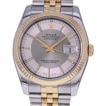 Montre d'occasion ROLEX DateJust 36 mixte mouvement automatique certifié (cosc) bracelet or jaune 750/000 et acier
