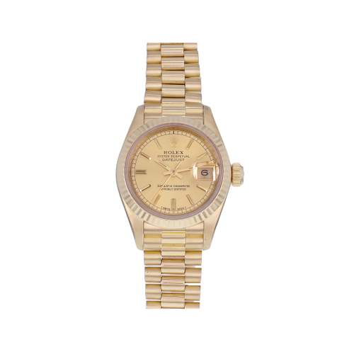 Montre d'occasion ROLEX DateJust Lady femme mouvement automatique certifié (cosc) bracelet or jaune 750/000