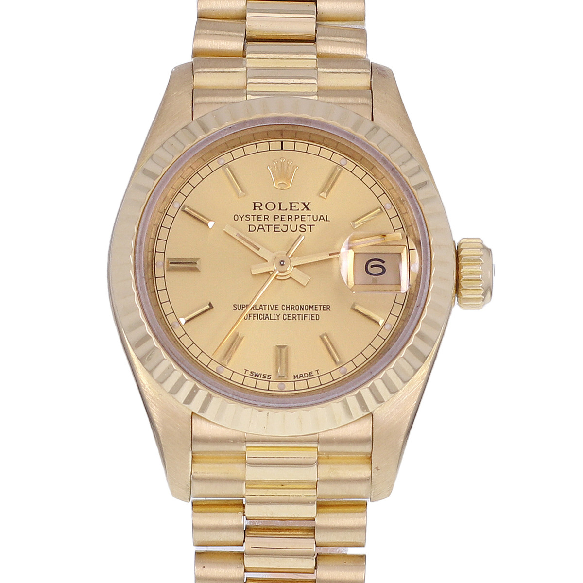 Montre d'occasion ROLEX DateJust Lady femme mouvement automatique certifié (cosc) bracelet or jaune 750/000 - vue D1