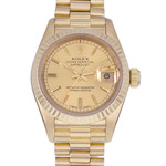 Montre d'occasion ROLEX DateJust Lady femme mouvement automatique certifié (cosc) bracelet or jaune 750/000 - vue D1