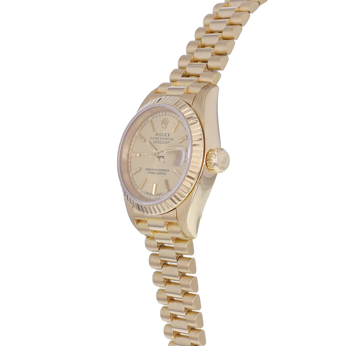 Montre d'occasion ROLEX DateJust Lady femme mouvement automatique certifié (cosc) bracelet or jaune 750/000 - vue D2
