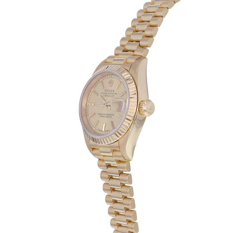 Montre d'occasion ROLEX DateJust Lady femme mouvement automatique certifié (cosc) bracelet or jaune 750/000 - vue D2