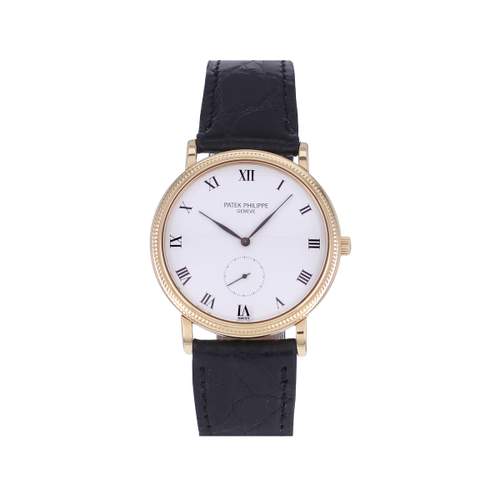 Montre d'occasion PATEK PHILIPPE Calatrava homme mécanique bracelet cuir cresus