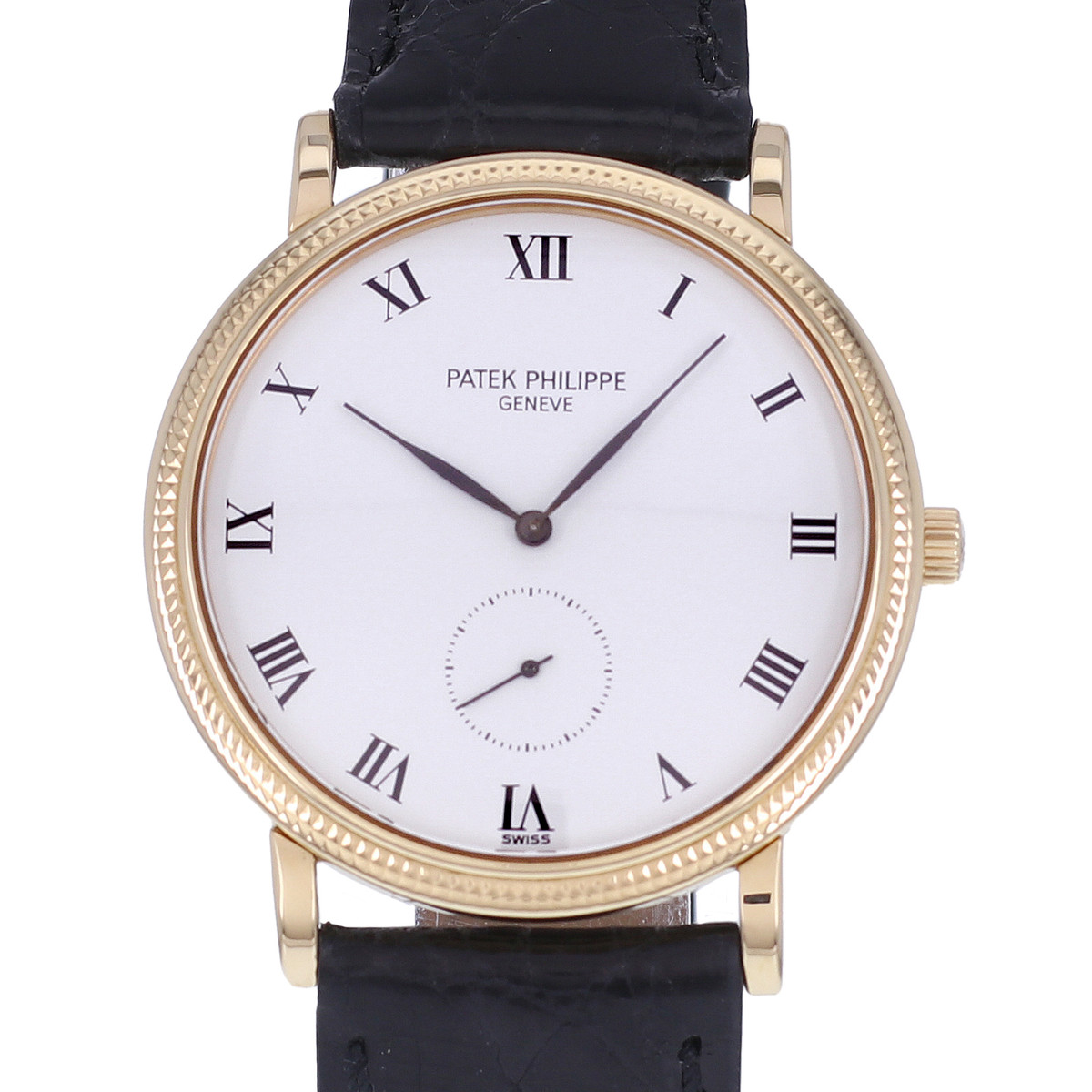 Montre d'occasion PATEK PHILIPPE Calatrava homme mécanique bracelet cuir cresus - vue D1