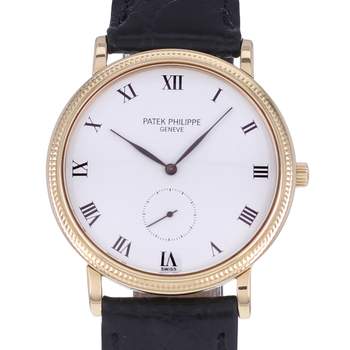Montre d'occasion PATEK PHILIPPE Calatrava homme mécanique bracelet cuir cresus