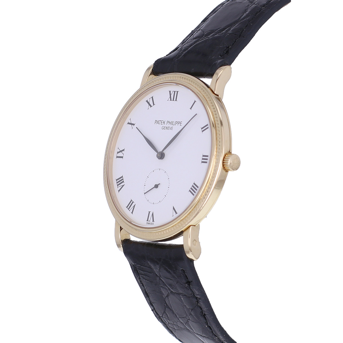 Montre d'occasion PATEK PHILIPPE Calatrava homme mécanique bracelet cuir cresus - vue D2