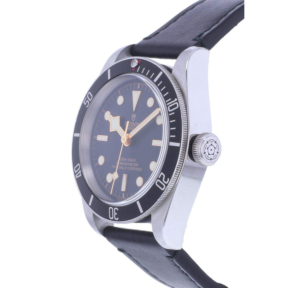Montre d'occasion TUDOR Black Bay homme mouvement automatique certifié (cosc) bracelet cuir cresus - vue D2