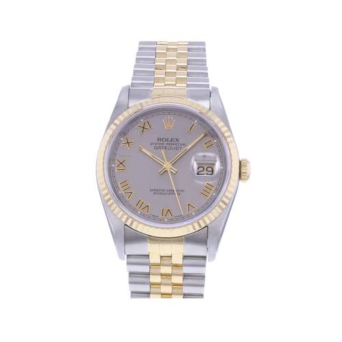 Montre d'occasion ROLEX DateJust 36 homme mouvement automatique certifié (cosc) bracelet or jaune 750/000 et acier