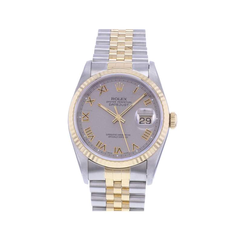 Montre d'occasion ROLEX DateJust 36 homme mouvement automatique certifié (cosc) bracelet or jaune 750/000 et acier - vue 1