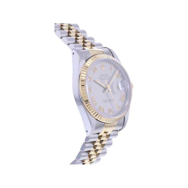 Montre d'occasion ROLEX DateJust 36 homme mouvement automatique certifié (cosc) bracelet or jaune 750/000 et acier - vue 2
