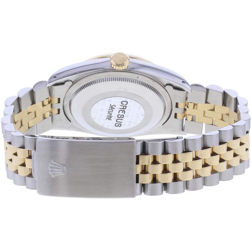 Montre d'occasion ROLEX DateJust 36 homme mouvement automatique certifié (cosc) bracelet or jaune 750/000 et acier - vue 3