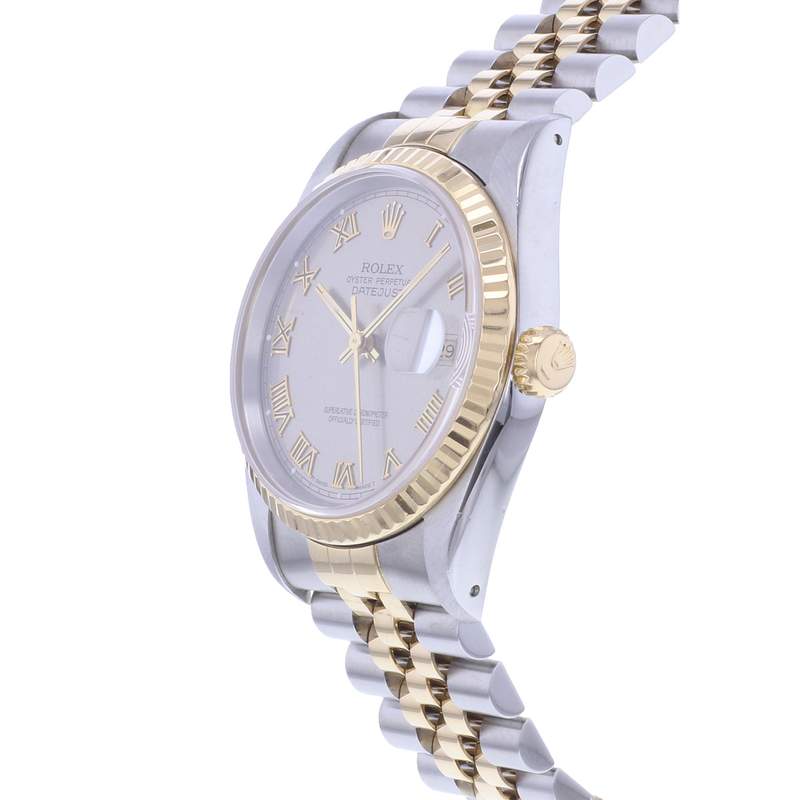 Montre d'occasion ROLEX DateJust 36 homme mouvement automatique certifié (cosc) bracelet or jaune 750/000 et acier - vue D2