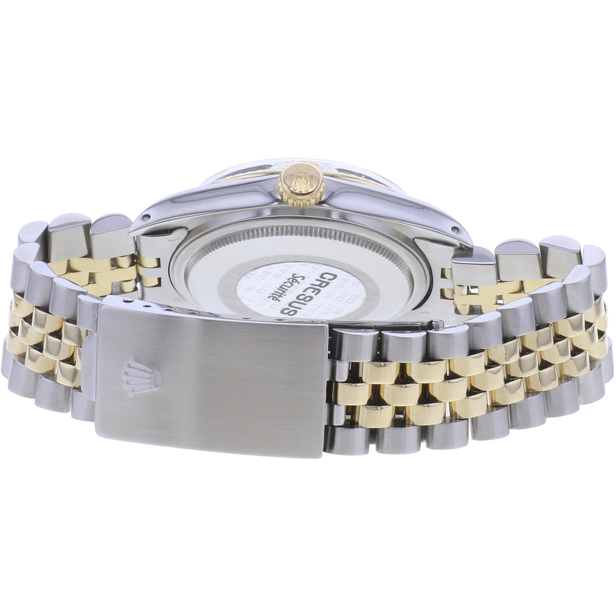 Montre d'occasion ROLEX DateJust Vintage homme mouvement automatique certifié (cosc) bracelet or jaune 750/000 et acier - vue 3