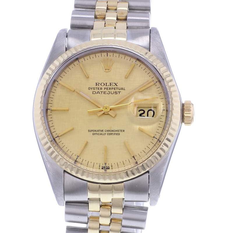 Montre d'occasion ROLEX DateJust Vintage homme mouvement automatique certifié (cosc) bracelet or jaune 750/000 et acier - vue D1